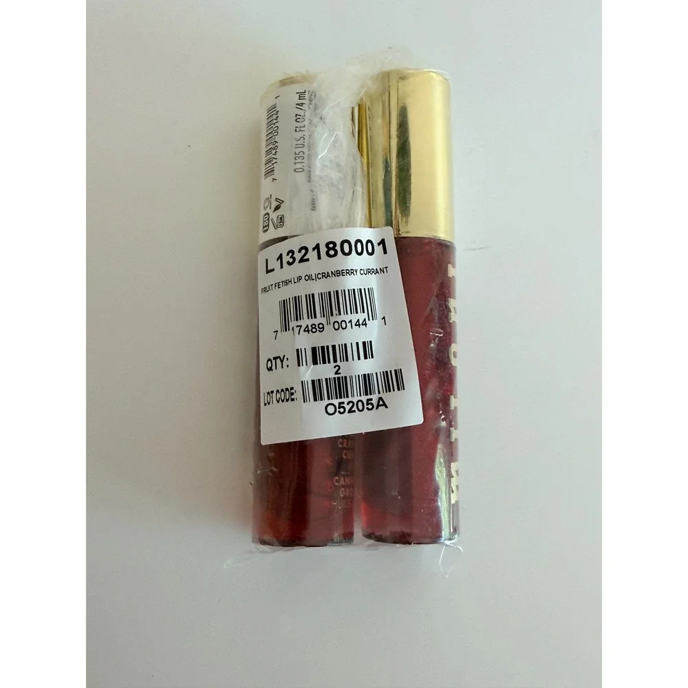 Milani Fruit Fetish Lip Oil 2pk Cranberry Currant 0.135oz Red Gloss NWT NEW